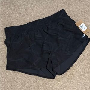 Asics Black Athletic Shorts Moisture-Wicking Elastic Waistband